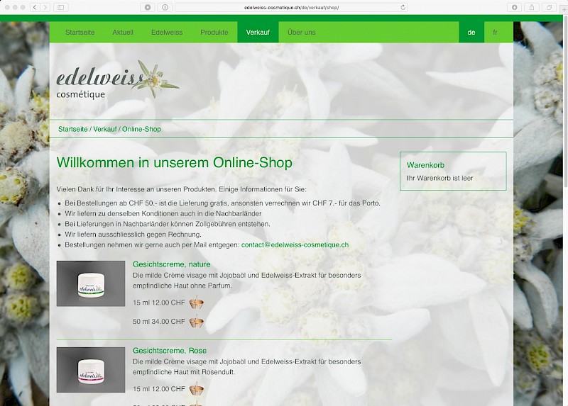 edelweiss cosm&eacute;tique shop