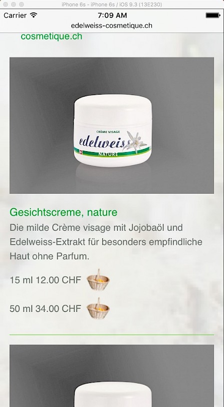 edelweiss cosm&eacute;tique mobiler Shop